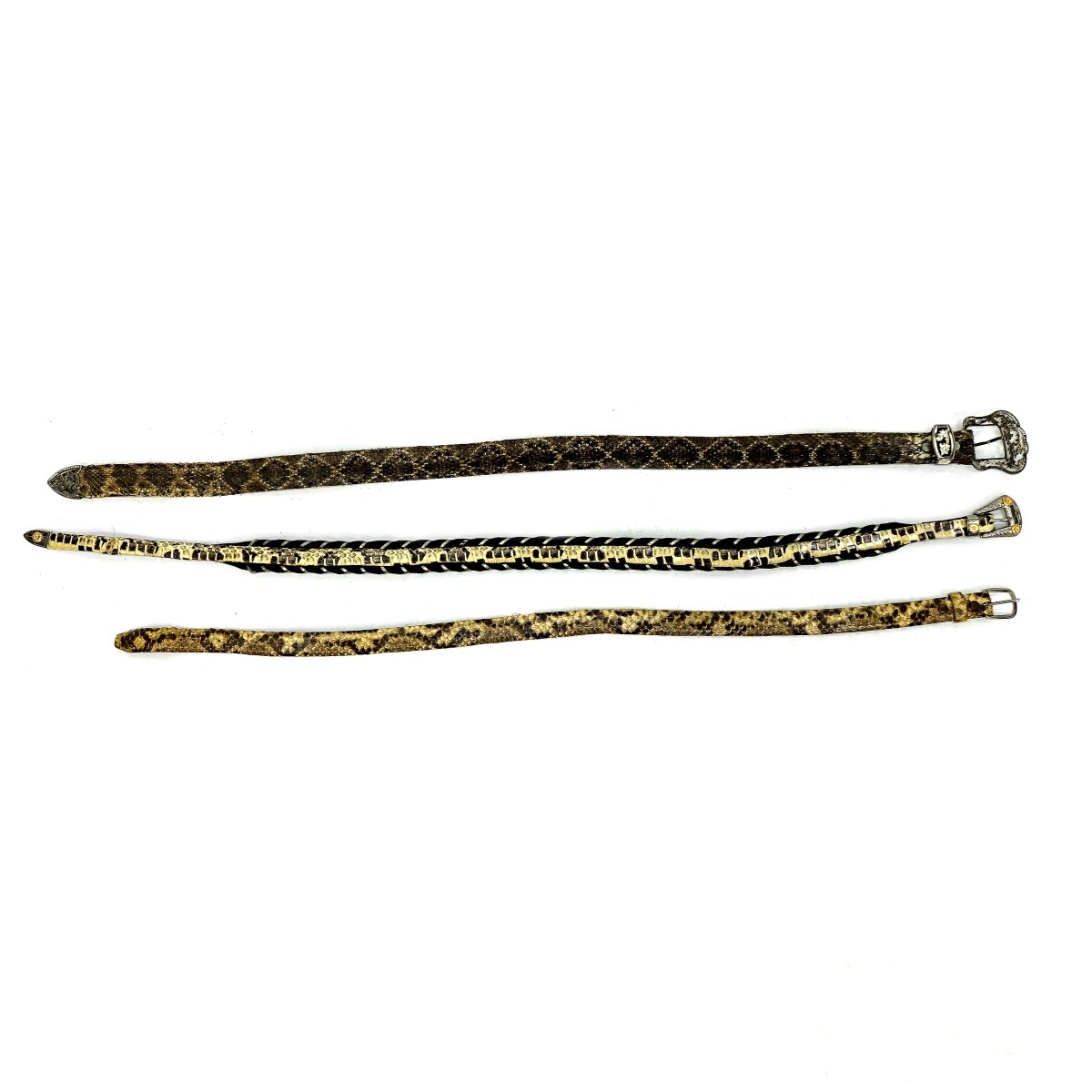 (3) Cowboy Snake Belts w/ Buckles