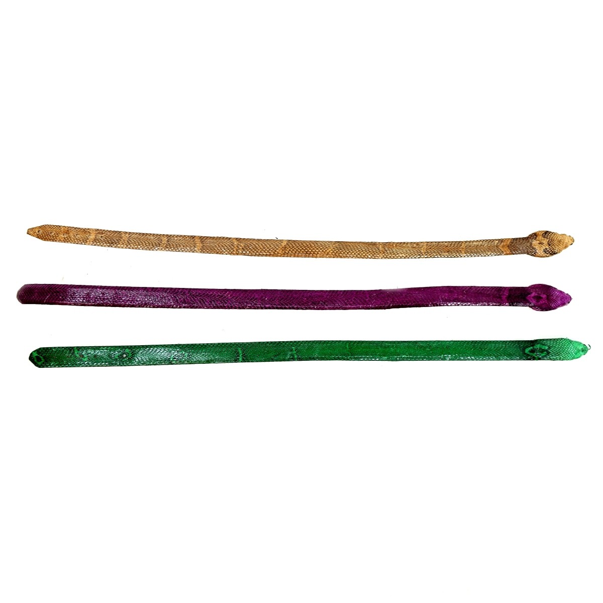 (3) Cowboy Colored Snake Belts w/ Cobra Heads