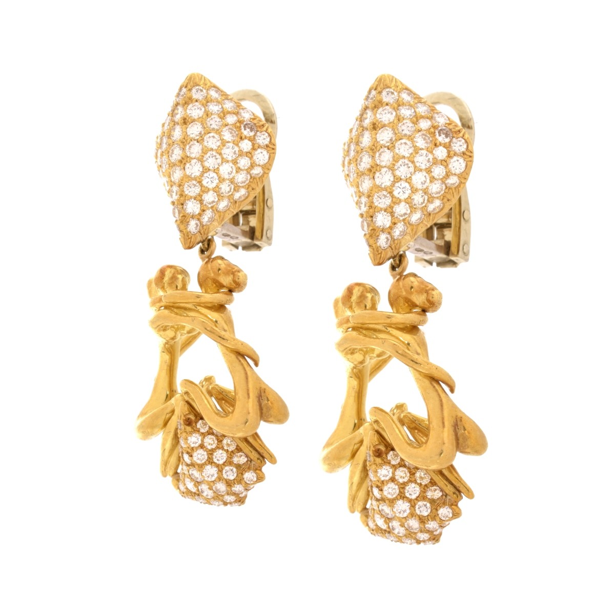 Diamond and 18K Pendant Earrings