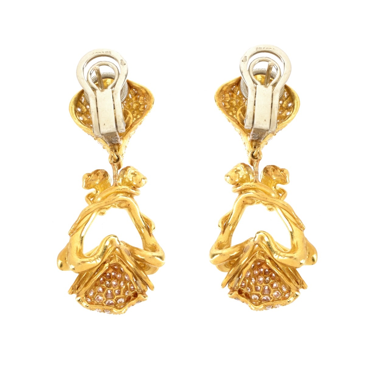 Diamond and 18K Pendant Earrings