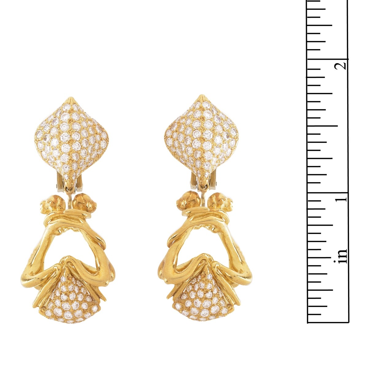 Diamond and 18K Pendant Earrings