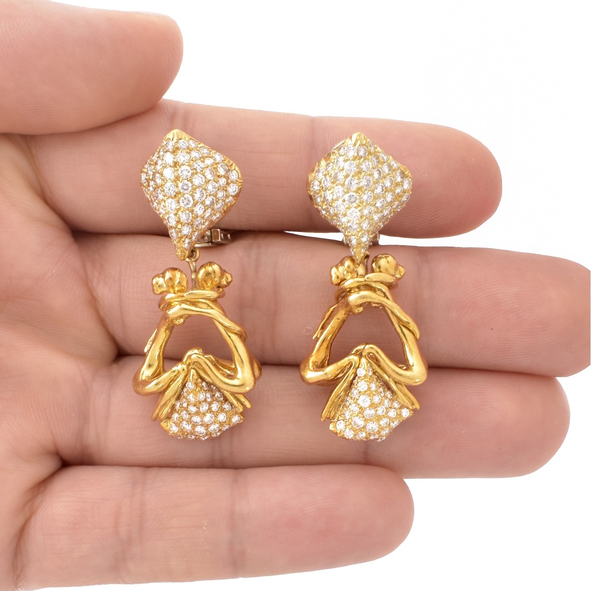 Diamond and 18K Pendant Earrings