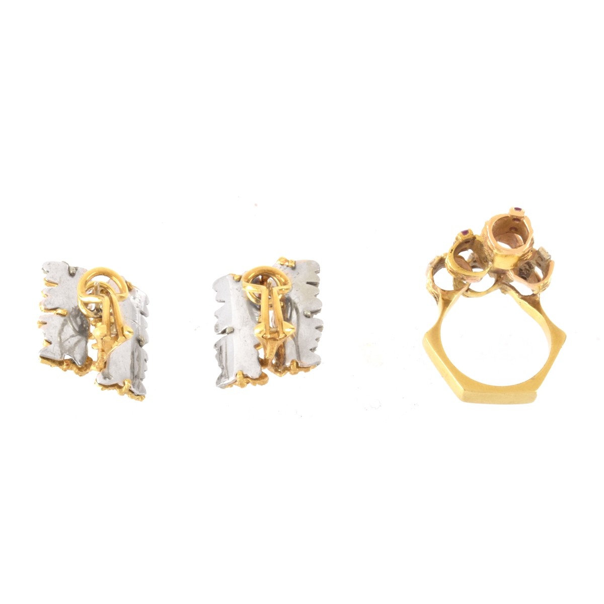 Gemstone and 18K Ring and Earrings