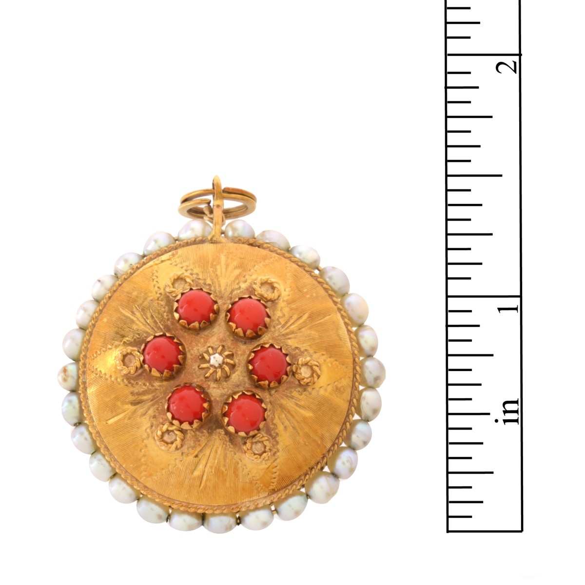 Coral, Pearl and 18K Pendant