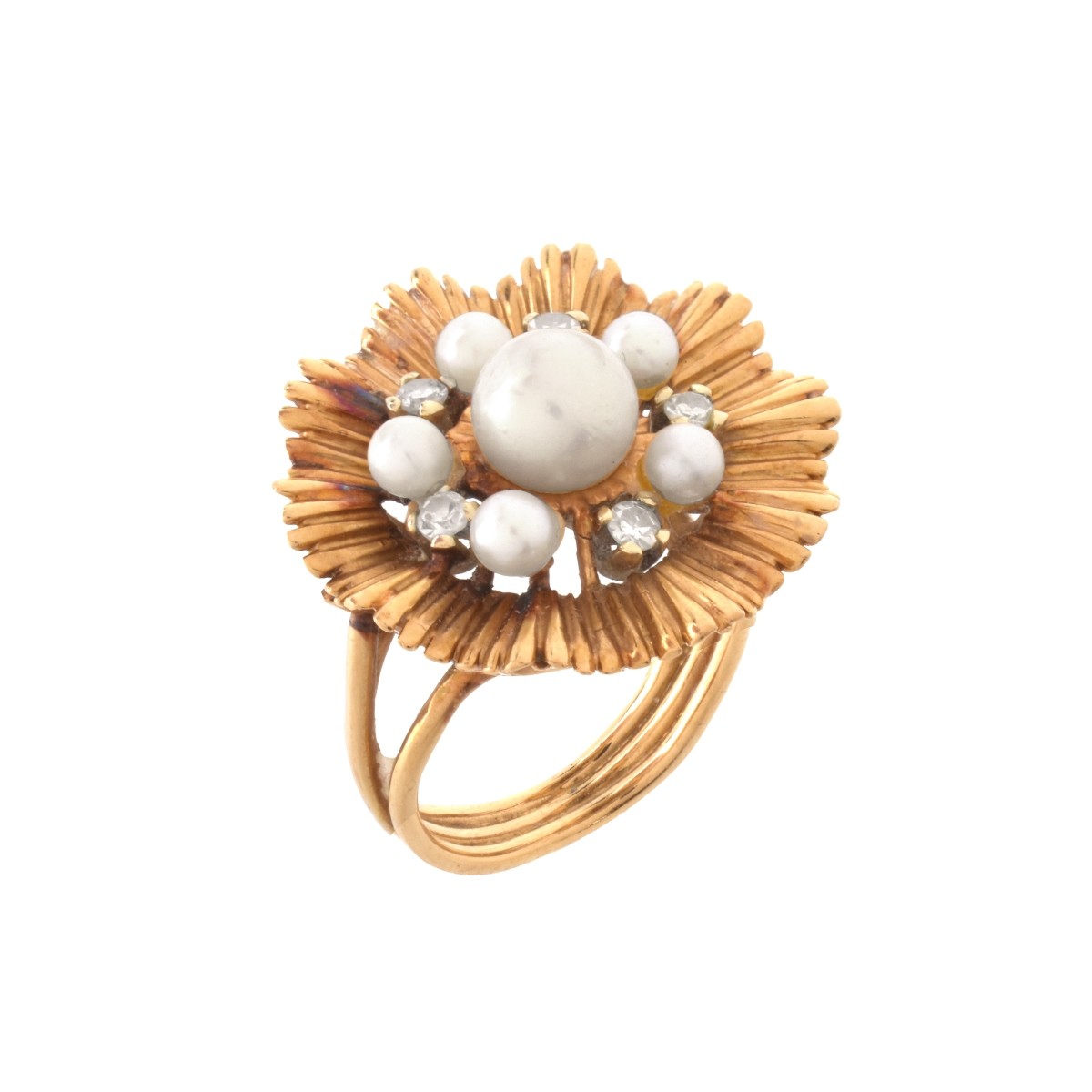 Pearl, Diamond and 18K Ring