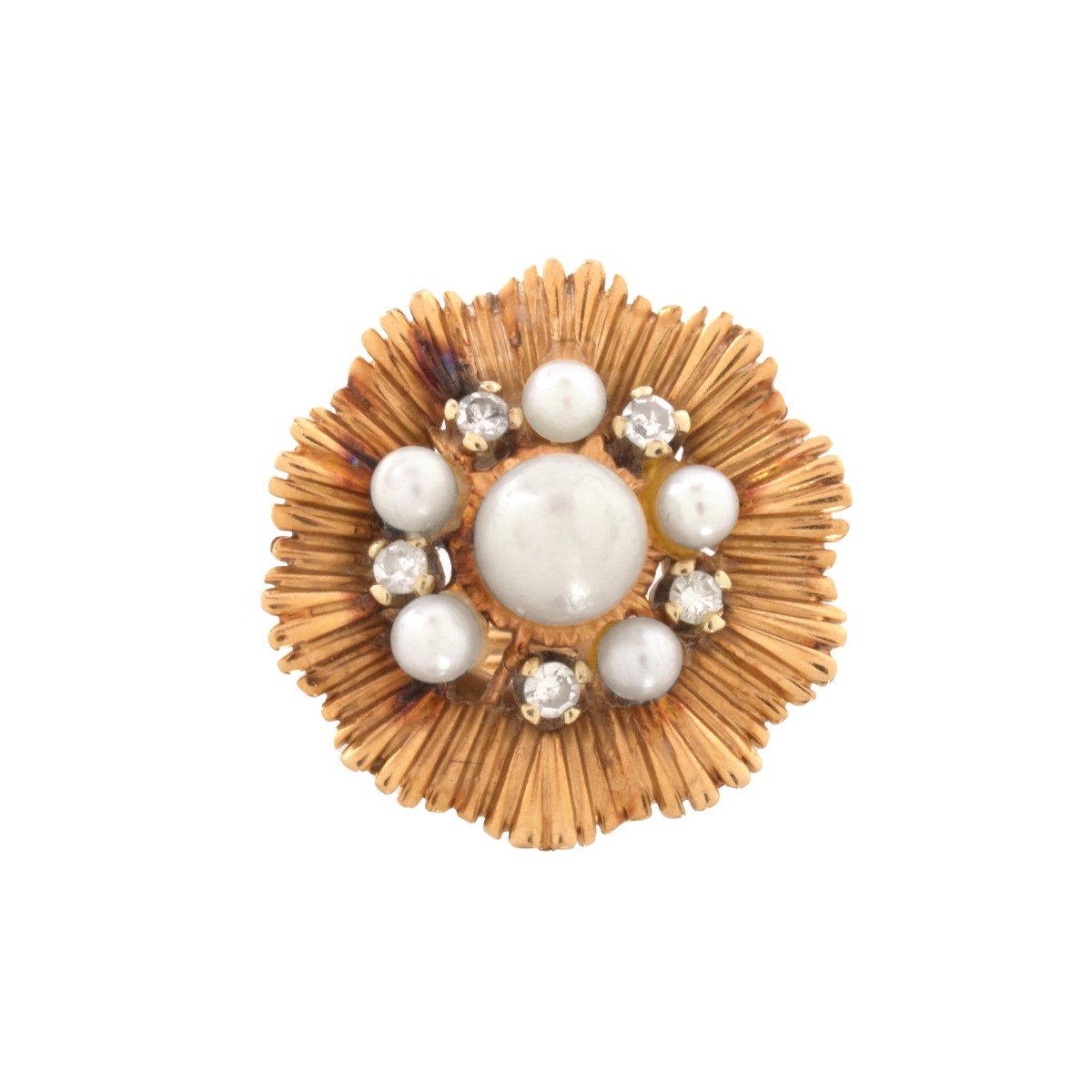 Pearl, Diamond and 18K Ring