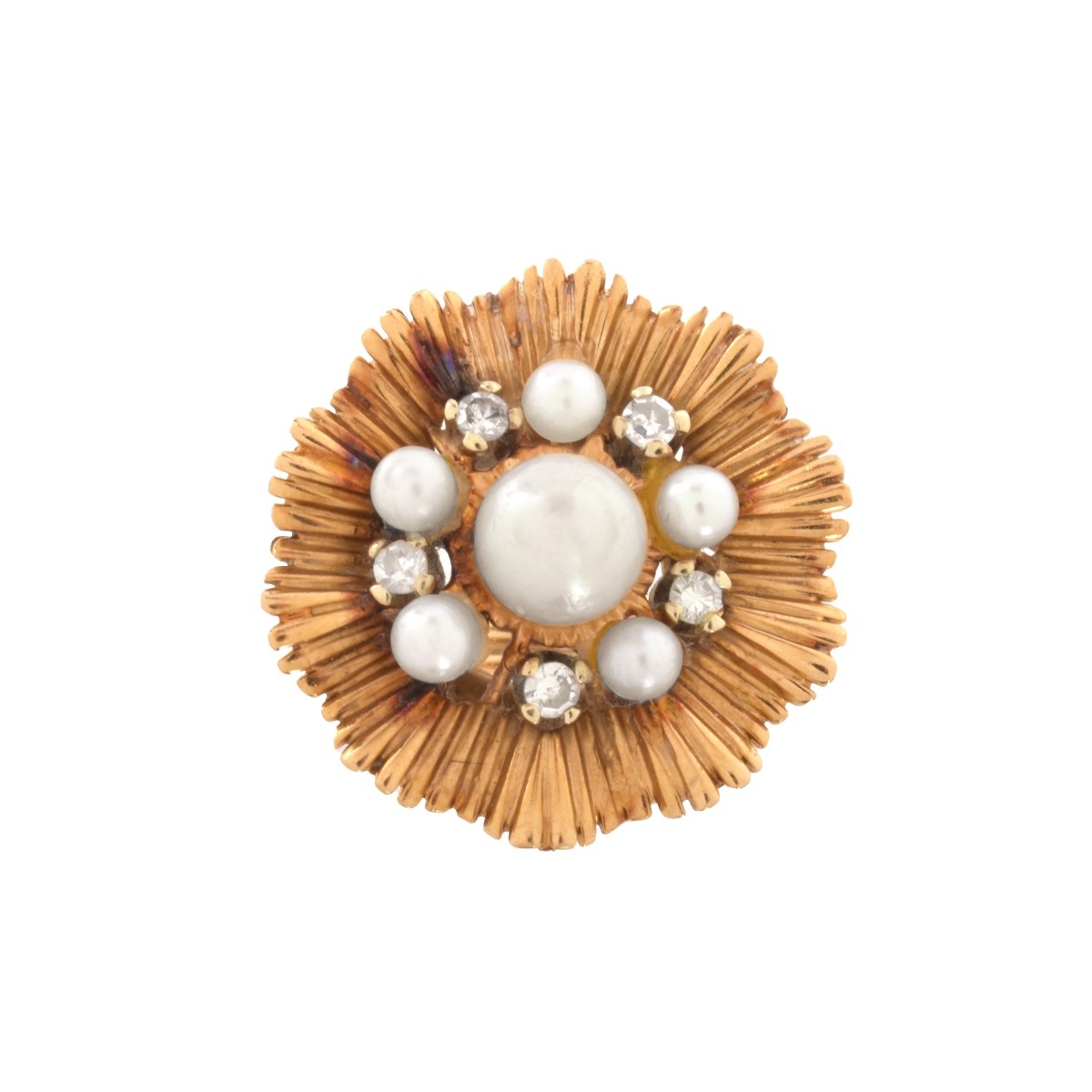 Pearl, Diamond and 18K Ring