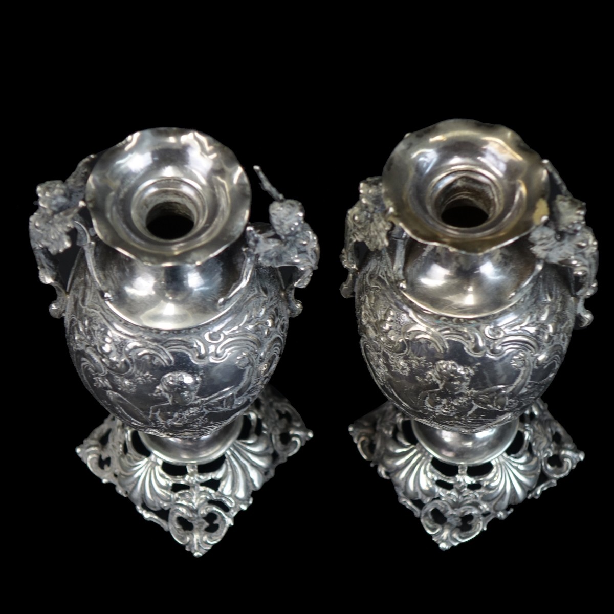 Pair of Antique British Silver Vases