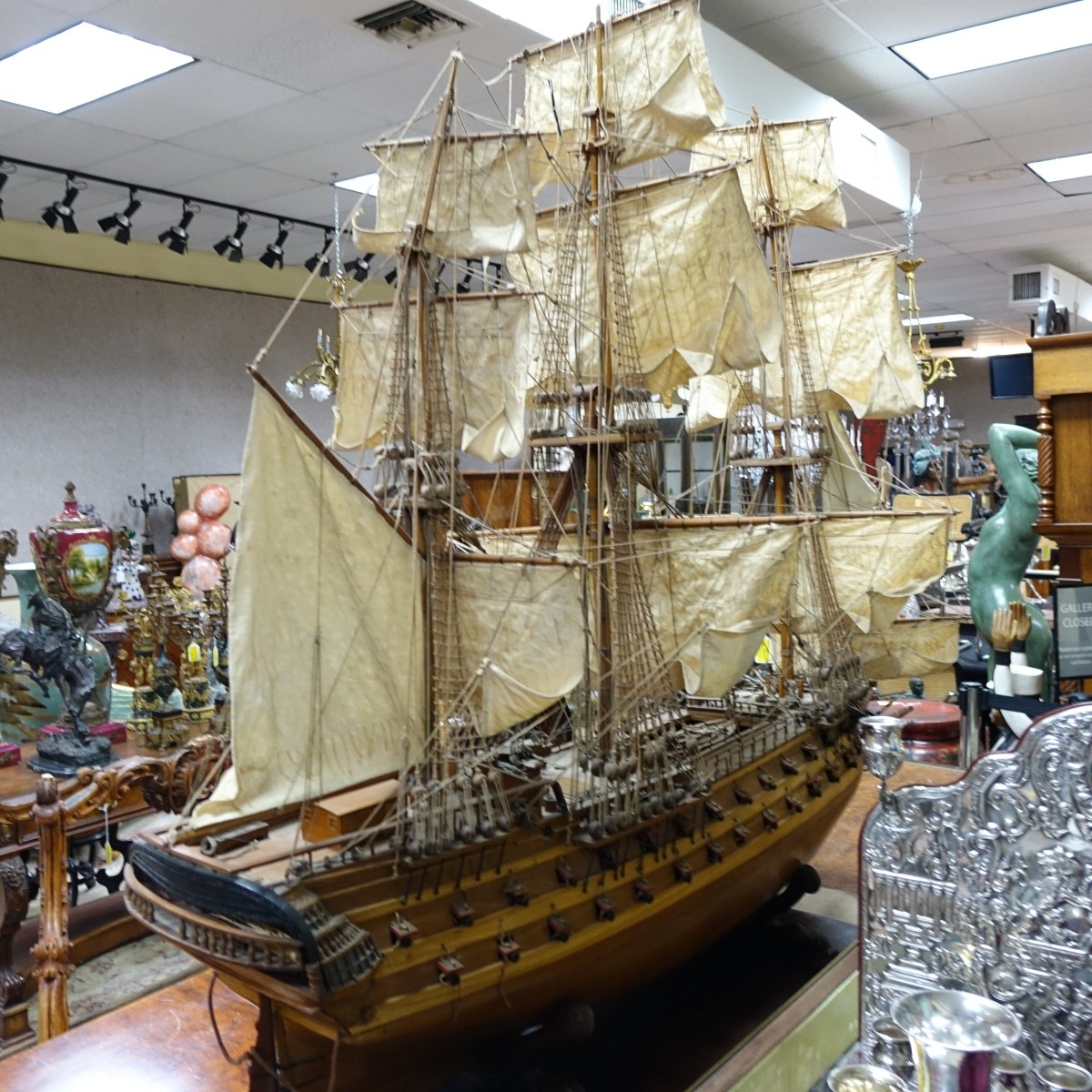 Antique French Model Sailing Ship