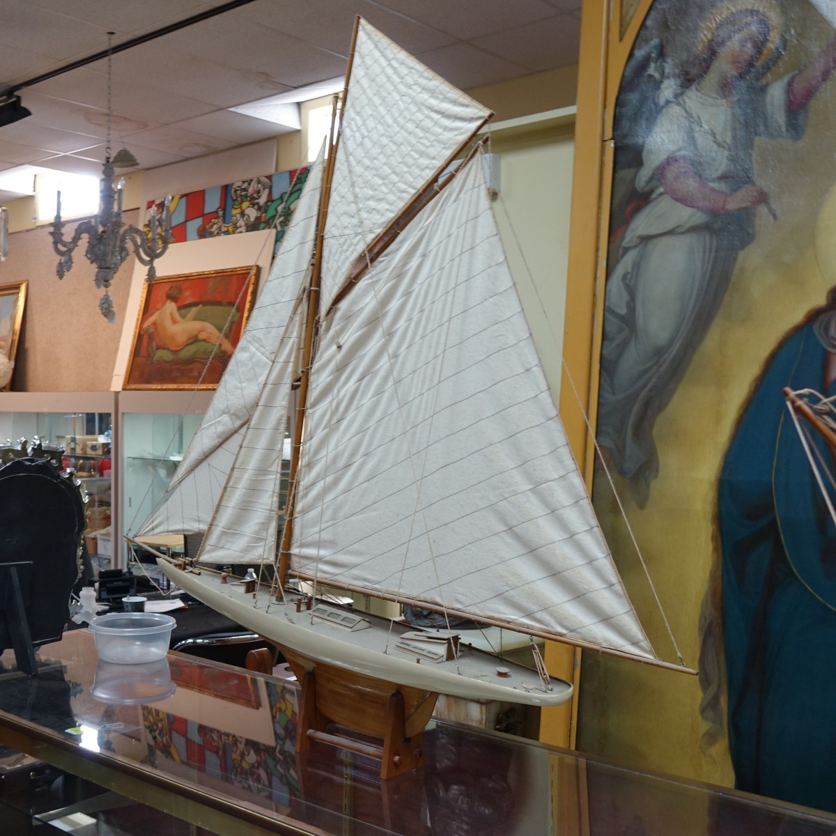 Vintage Hand Carved Sailboat