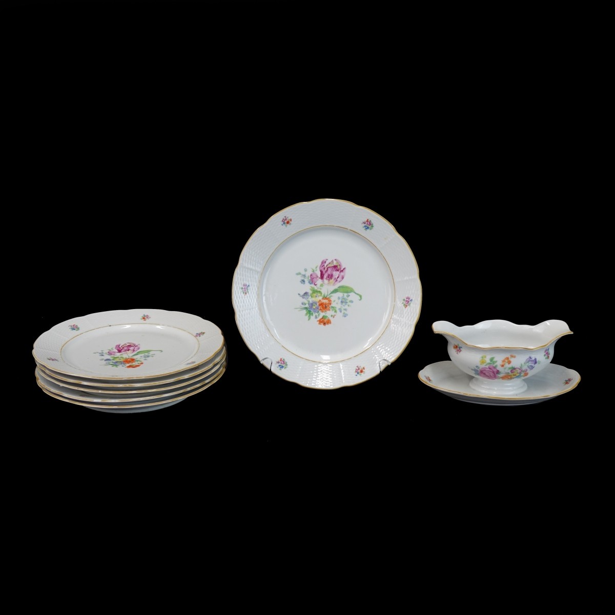 (7) Antique Meissen Porcelain Tableware