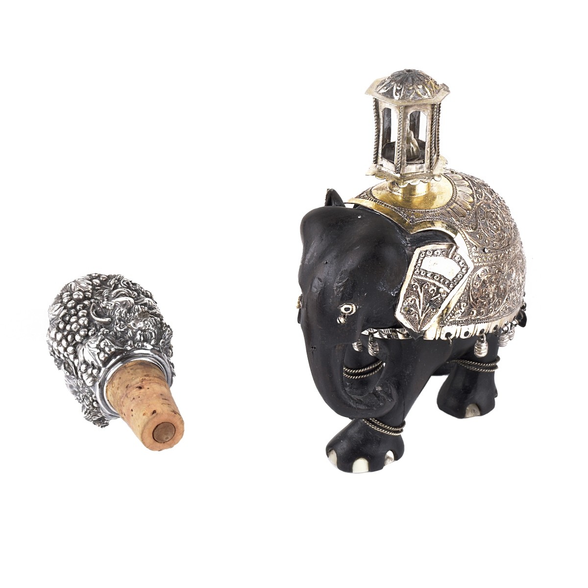 Ebony and Silver Elephant / Sterling Stopper