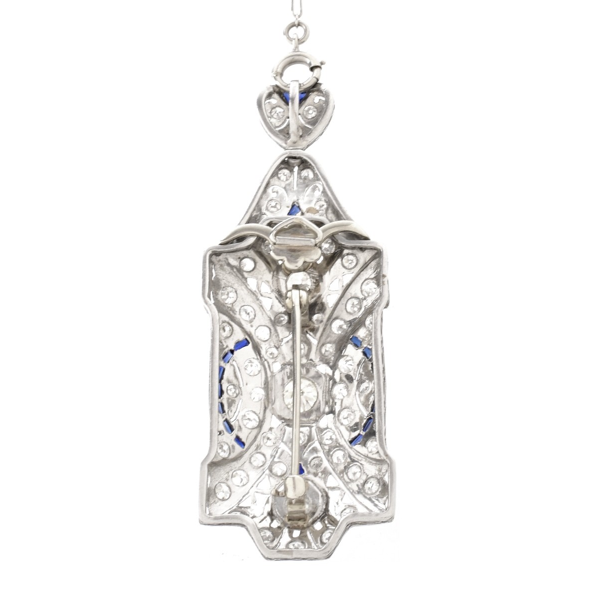 Art Deco Diamond and Platinum Pendant Necklace