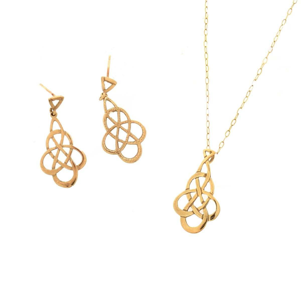 9K Gold Necklace and Earrings