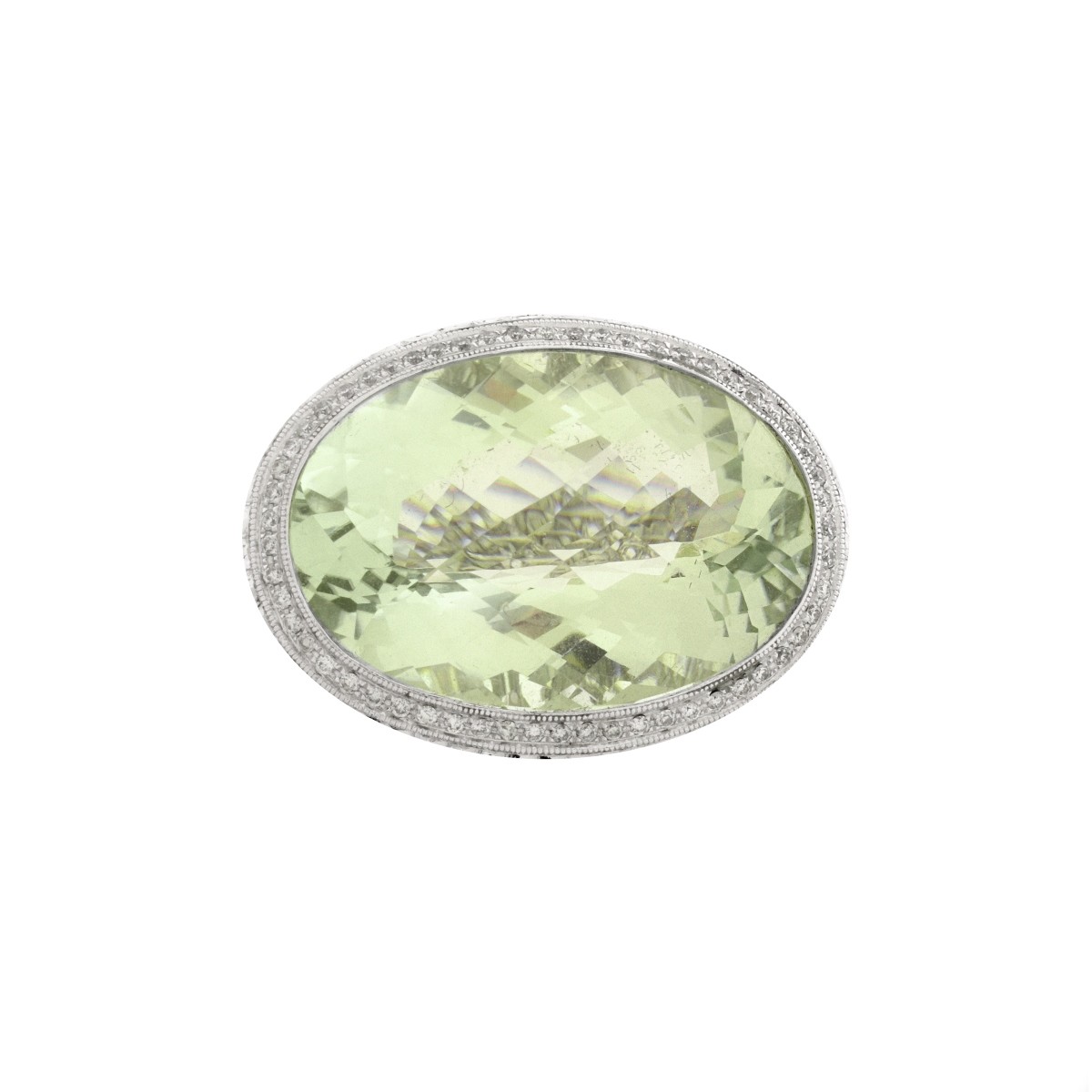 Prasiolite, Diamond and 18K Ring