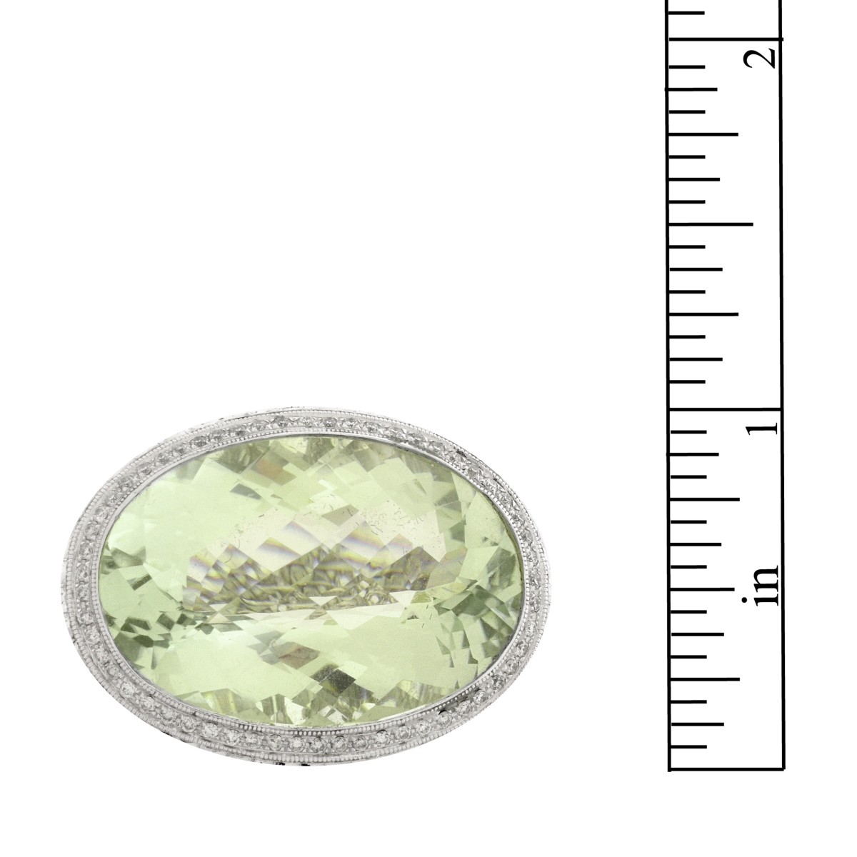 Prasiolite, Diamond and 18K Ring