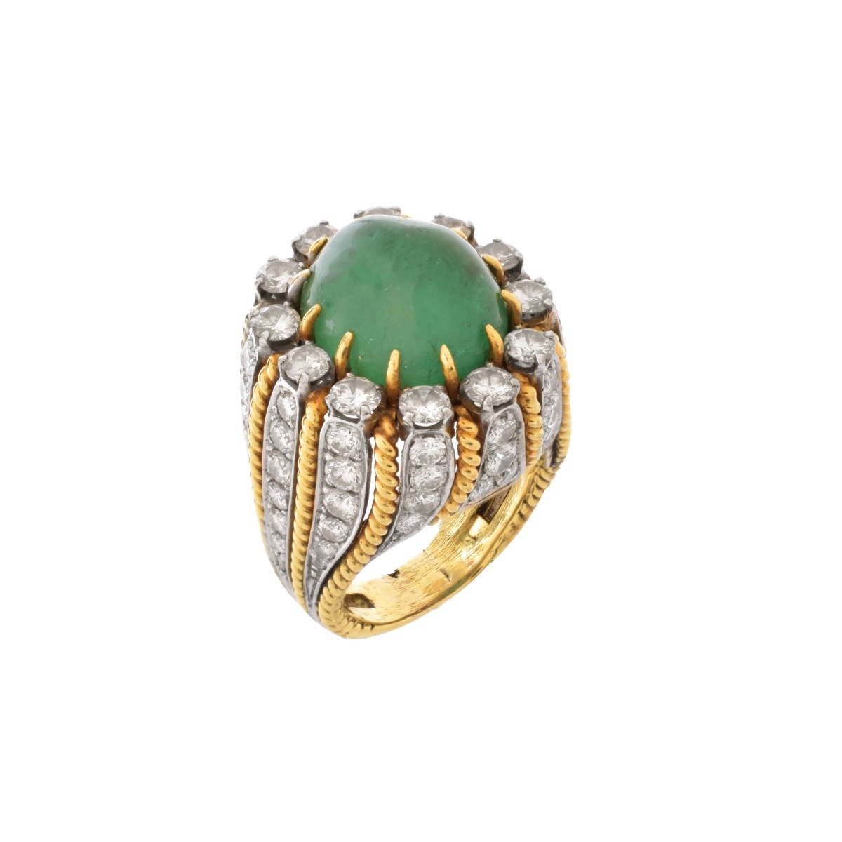 Emerald, Diamond and 18K Ring