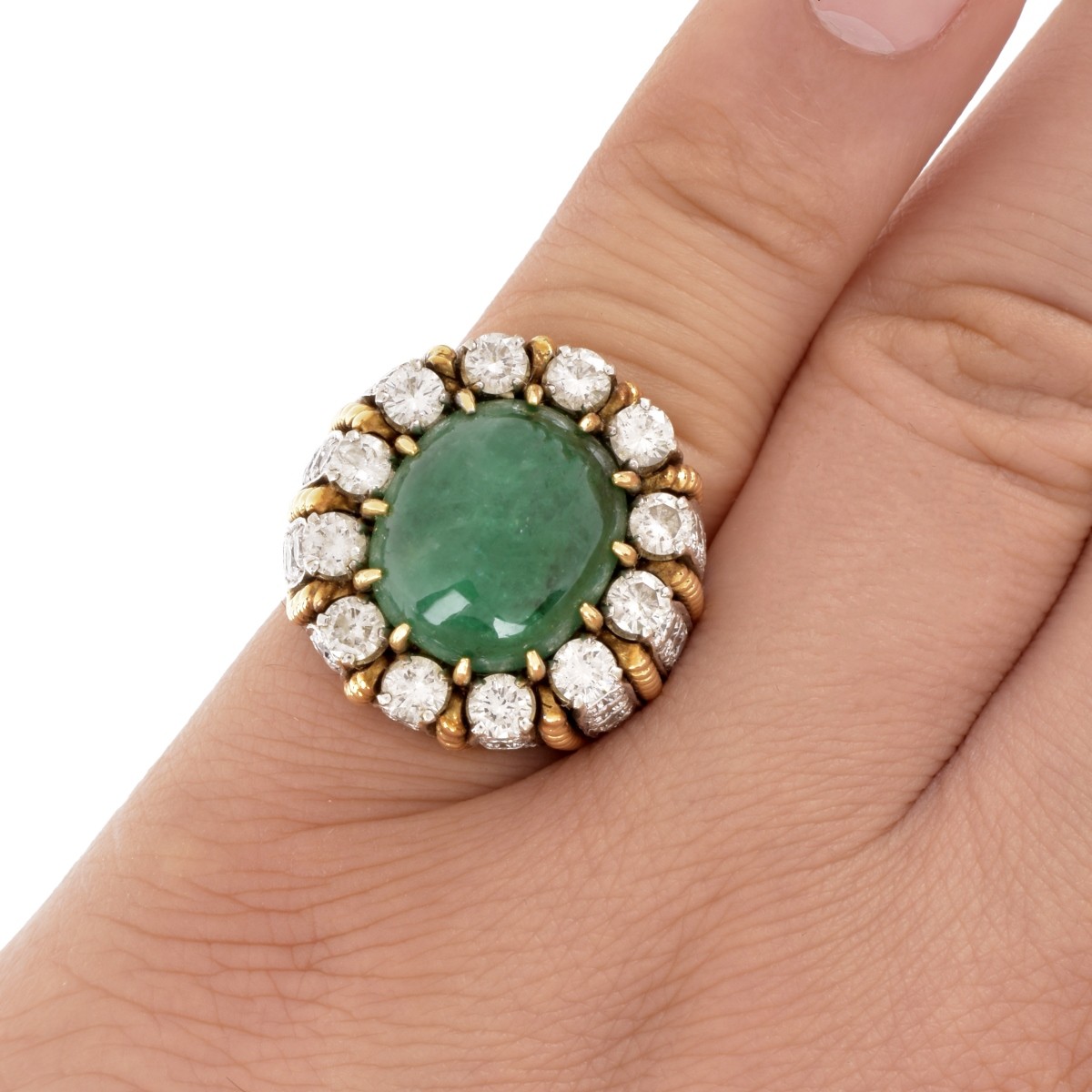 Emerald, Diamond and 18K Ring