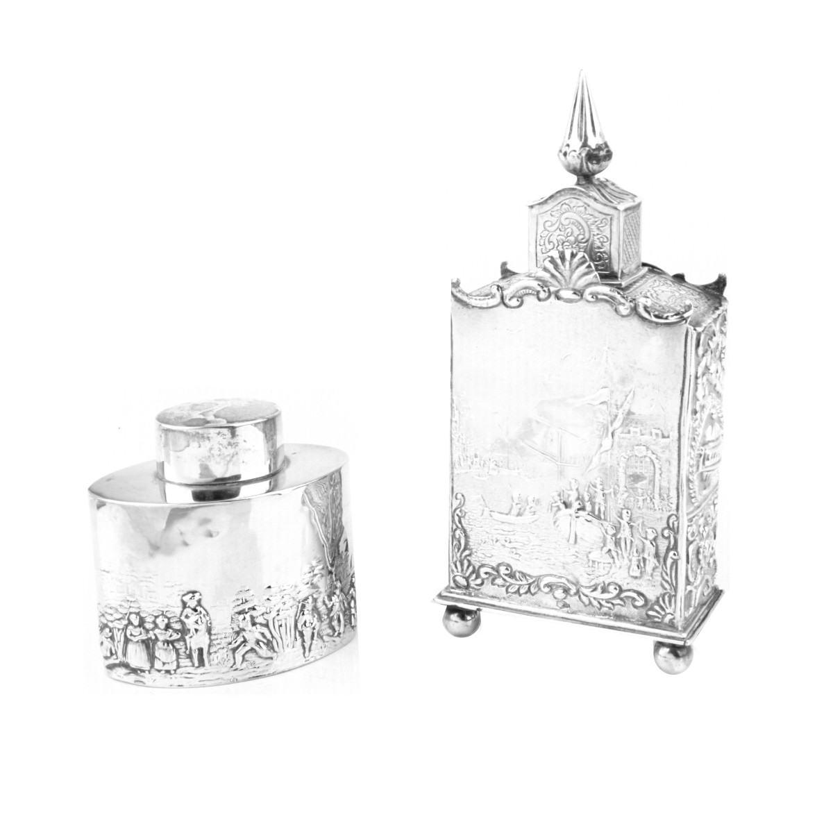 Two (2) Silver Tea Caddies