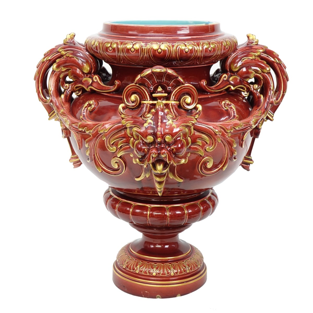 Sarreguemines Majolica Pottery Urn