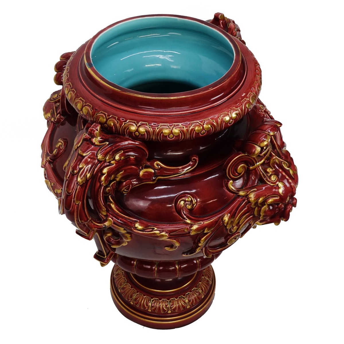 Sarreguemines Majolica Pottery Urn