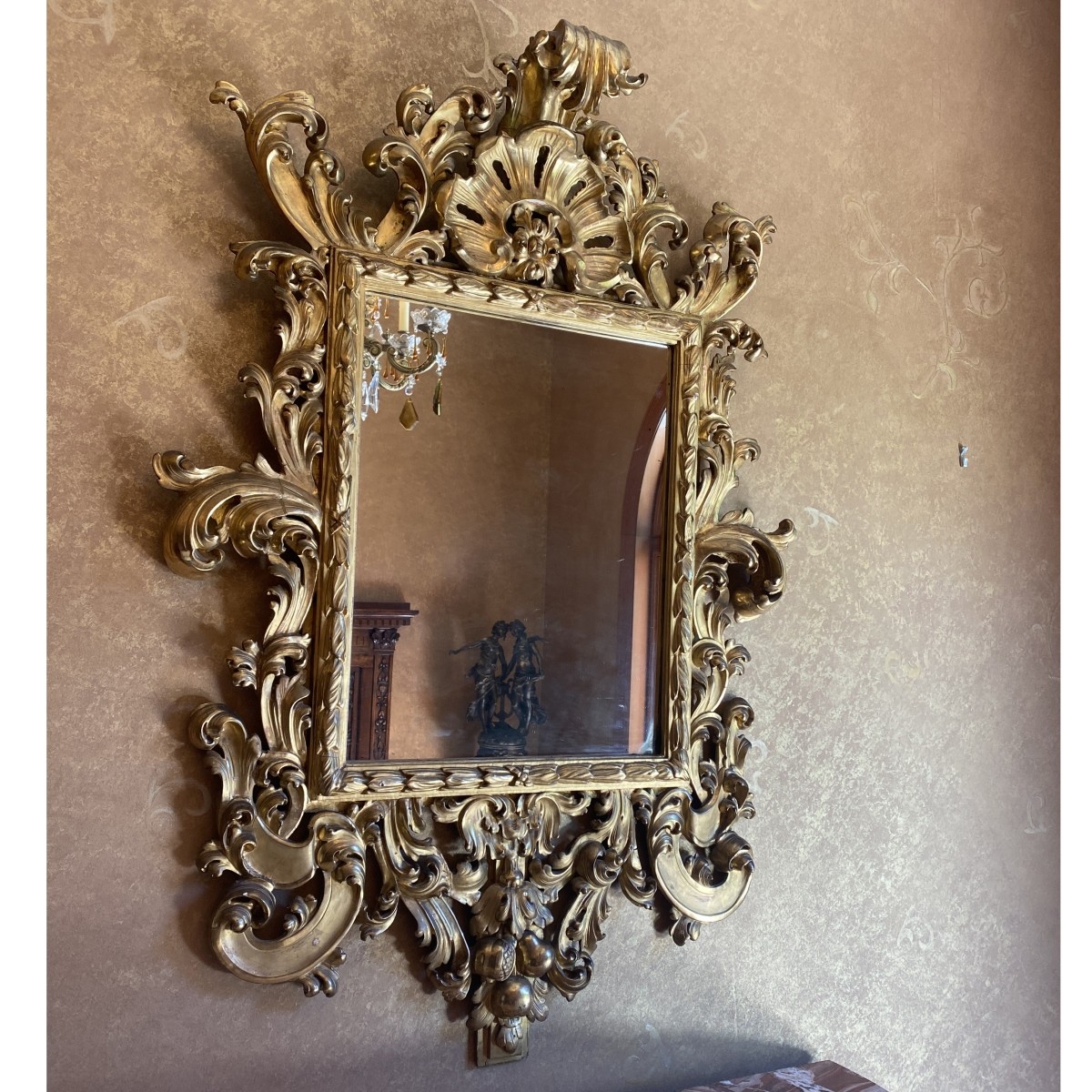 19th C. Italian Carved Gilt Wood Mirror