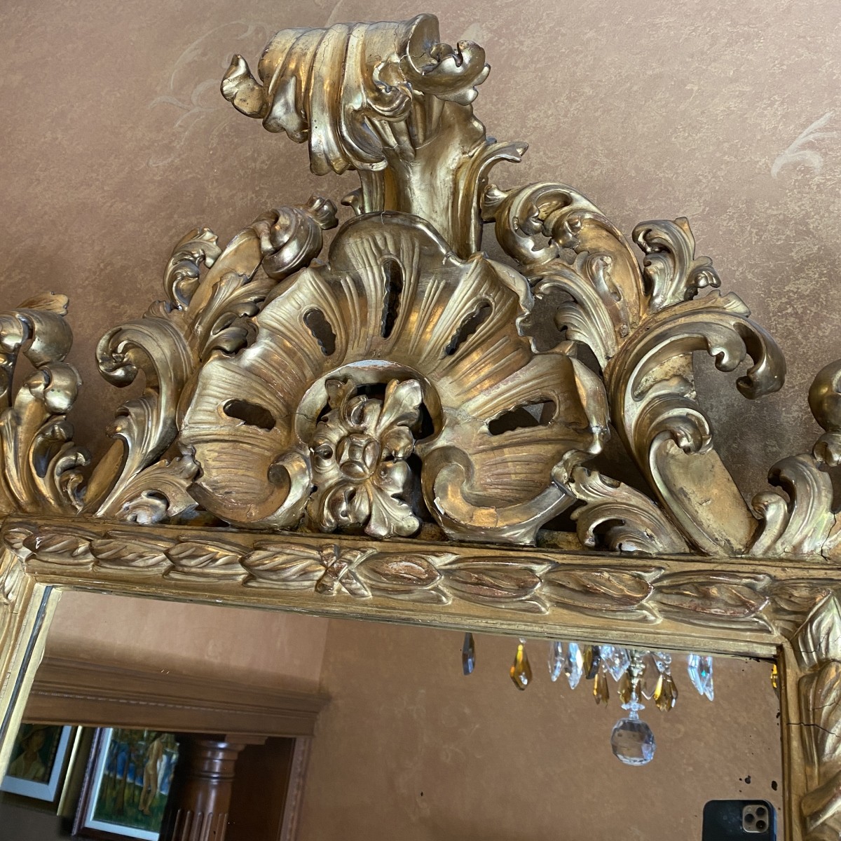 19th C. Italian Carved Gilt Wood Mirror