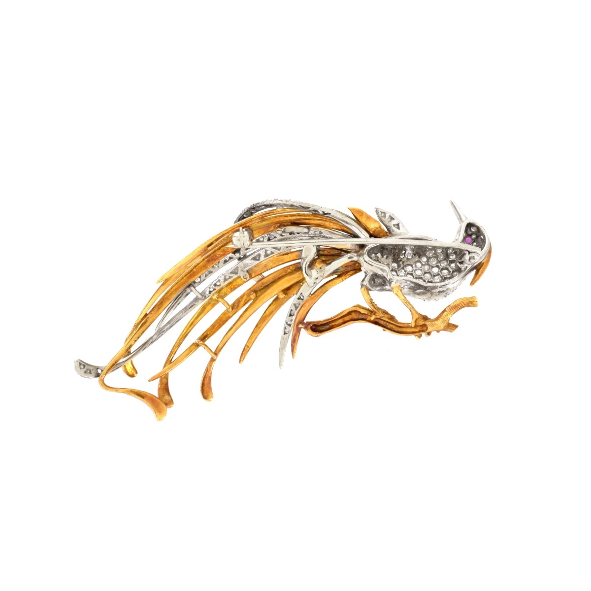 Diamond, Enamel and 18K Bird Brooch