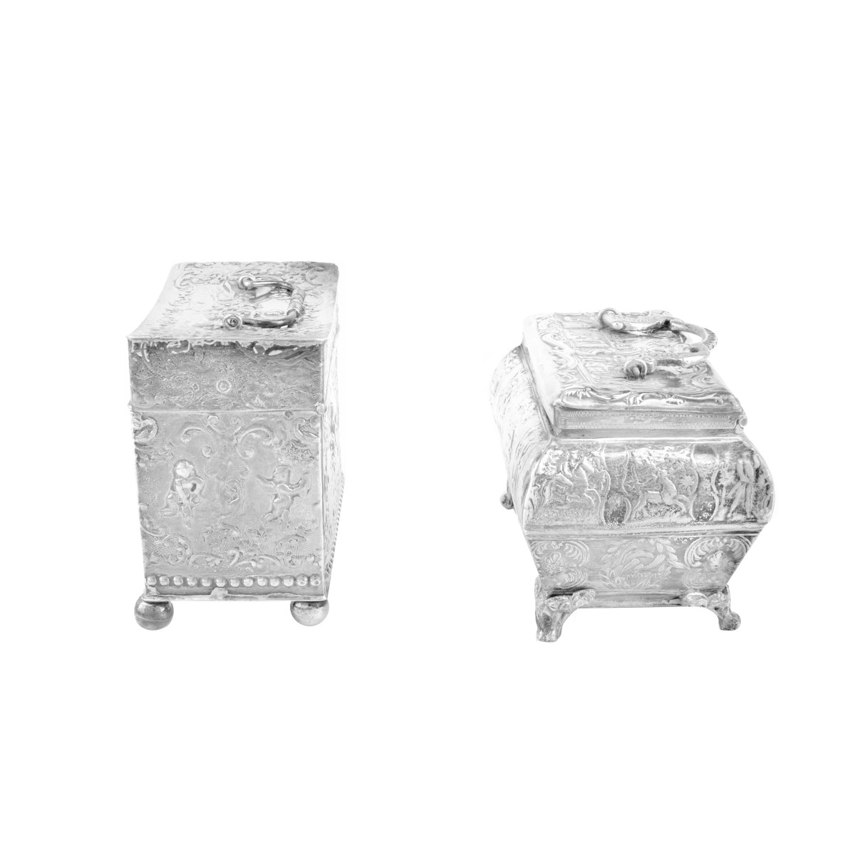 (2) Dutch Silver Tea Caddies