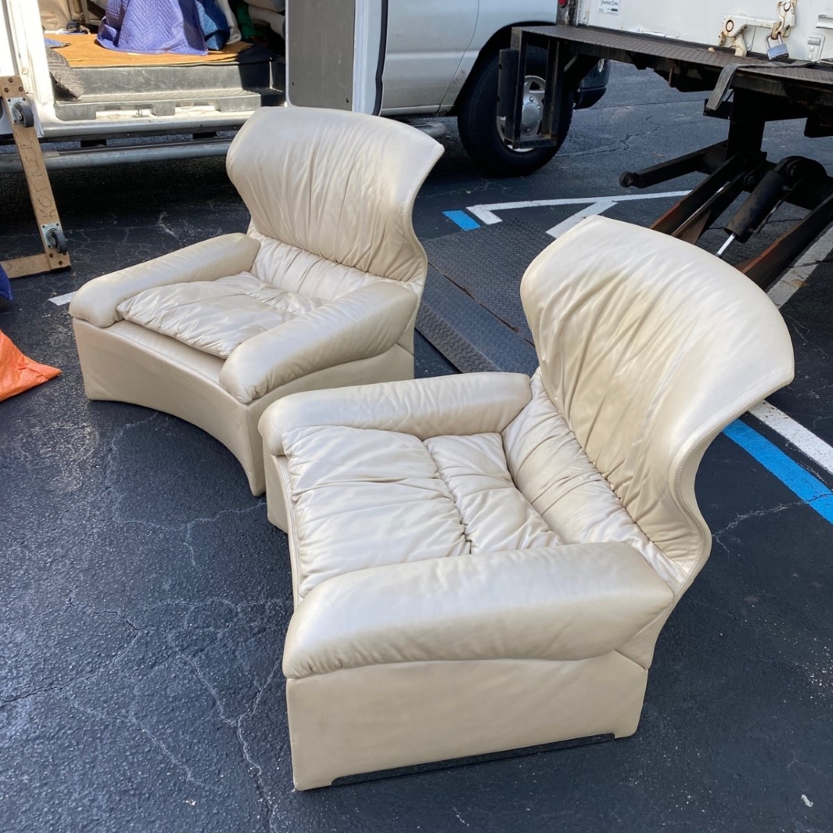 Pair of Saporiti Chairs and Ottoman