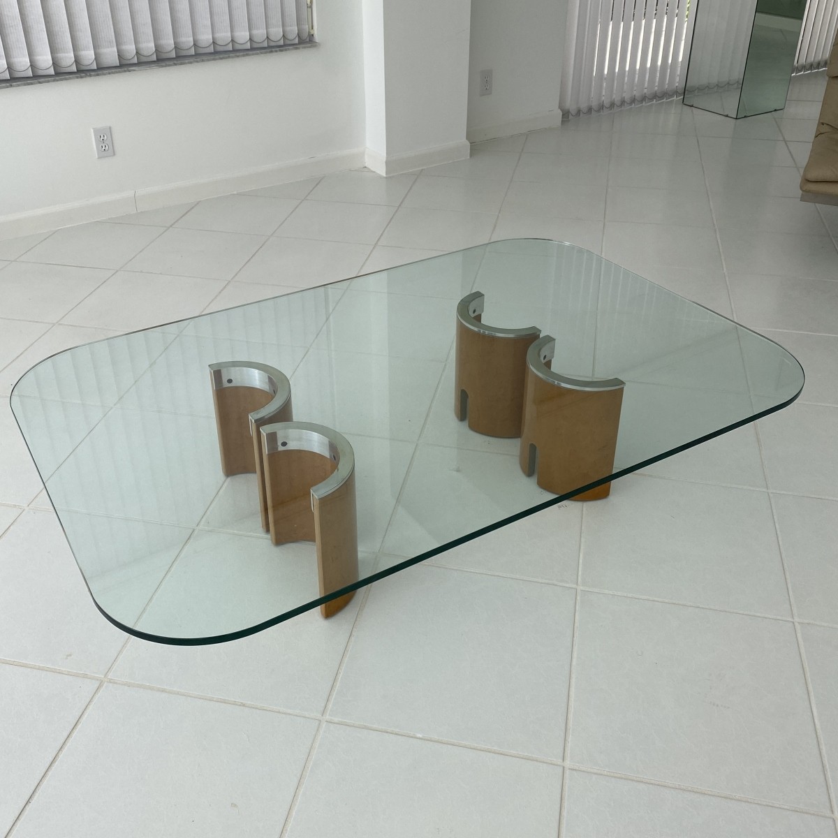 Saporiti Glass Top Coffee Table