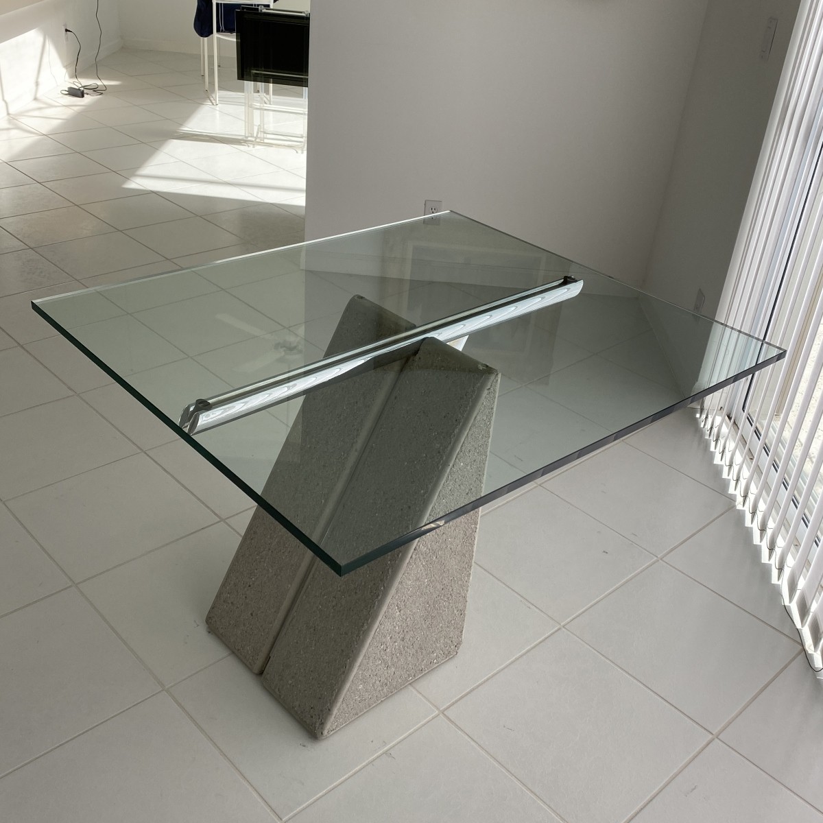 Saporiti Glass Top Dining Table