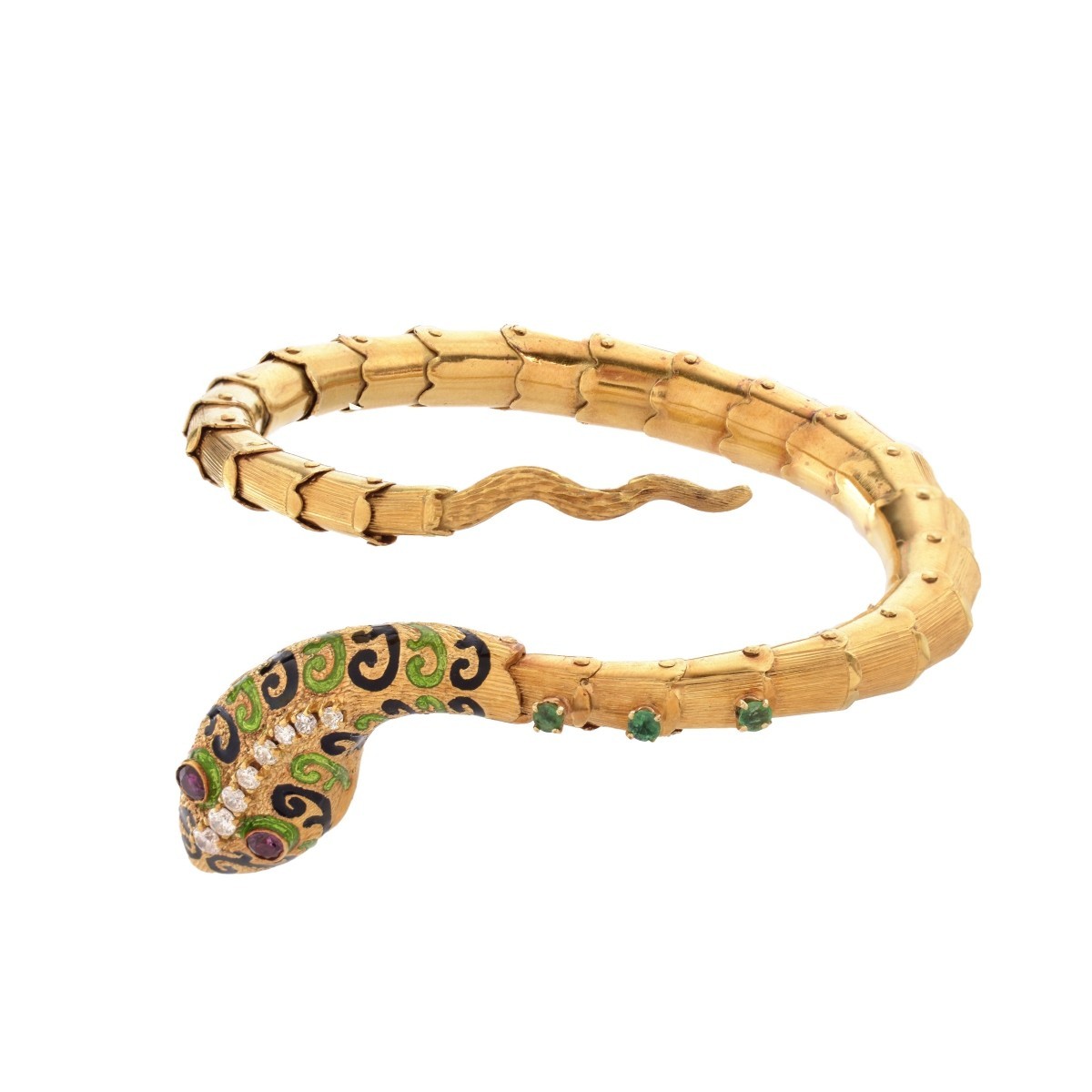 Gemstone and 18K Snake Bangle