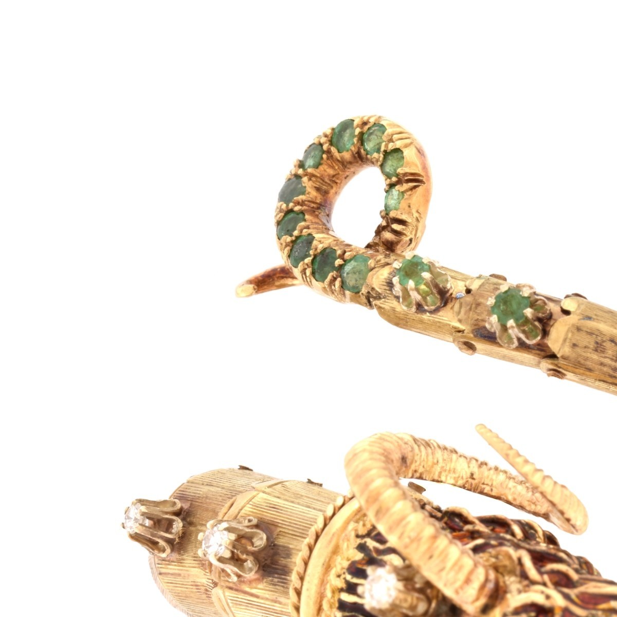 Gemstone and 14K Ram's Head Bangle