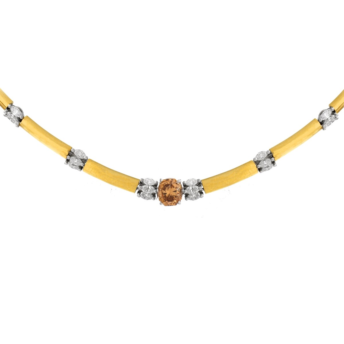 Fancy Amber Diamond and 18K Gold Necklace