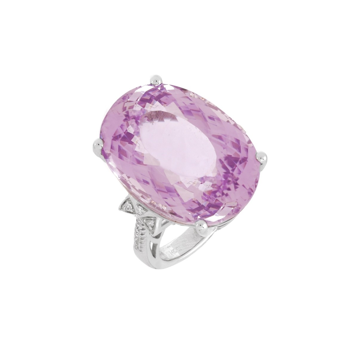 Kunzite, Diamond and 14K Ring