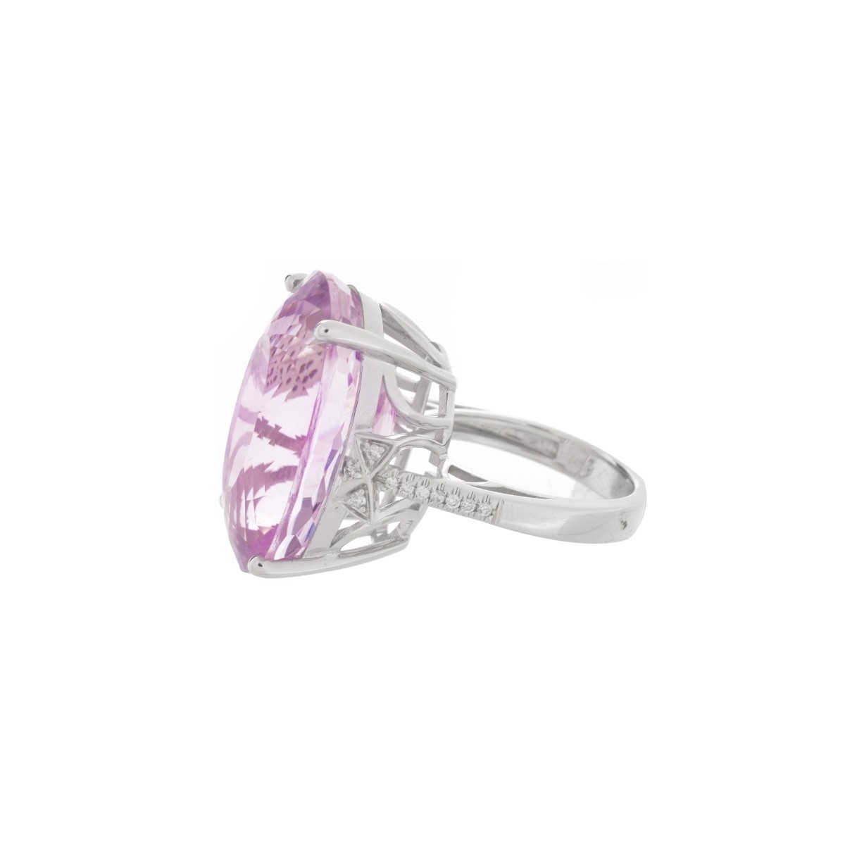 Kunzite, Diamond and 14K Ring