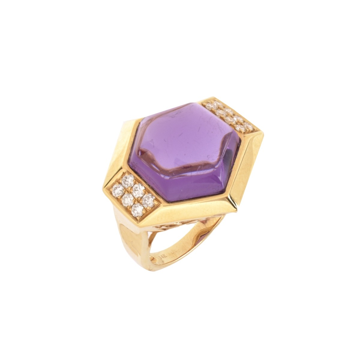 Amethyst, Diamond and 14K Ring