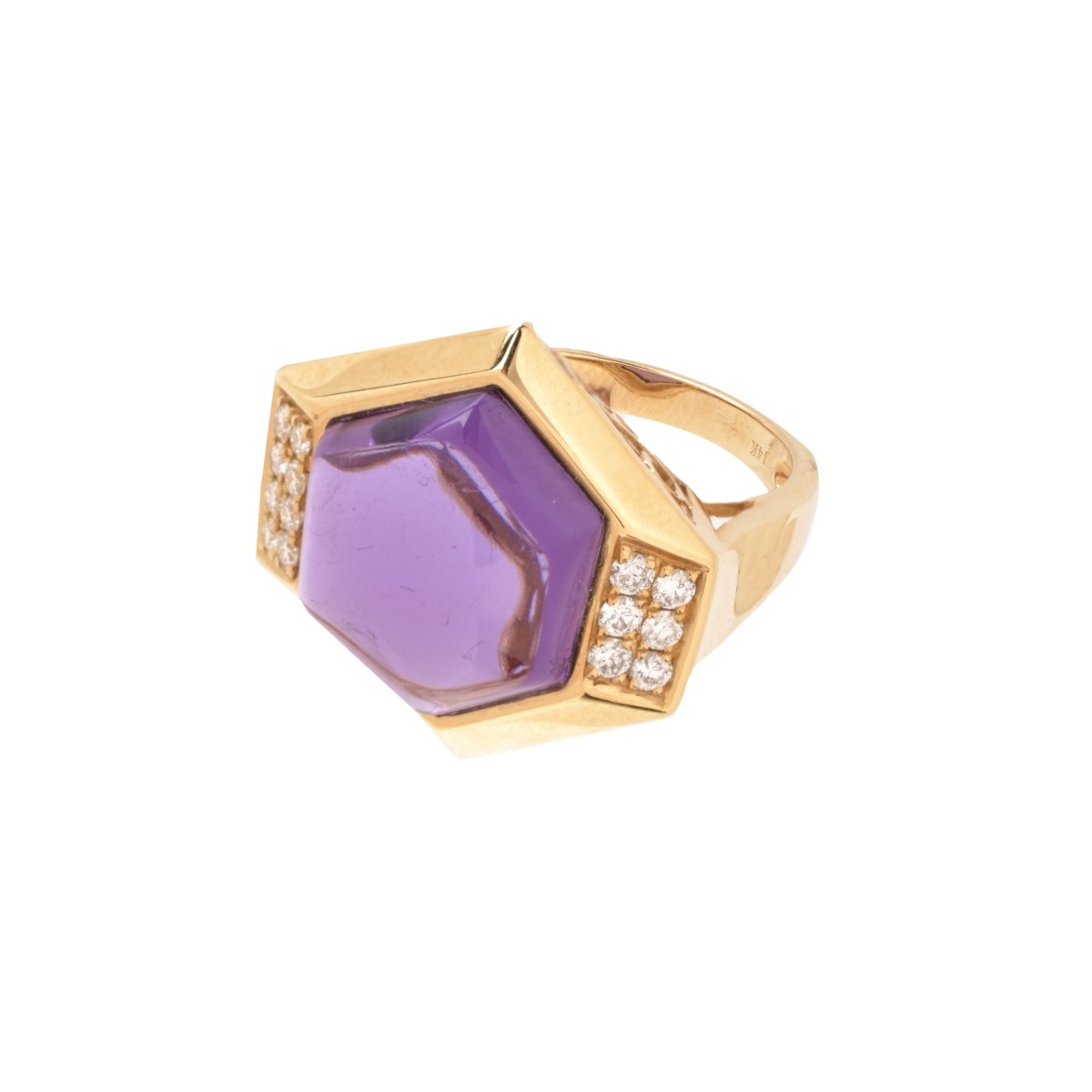 Amethyst, Diamond and 14K Ring