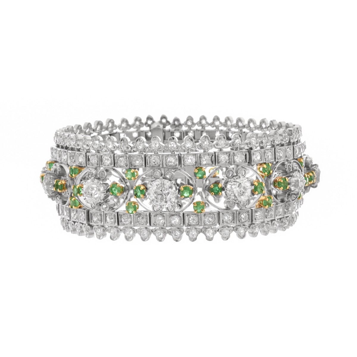 Art Deco Diamond and Emerald Bracelet