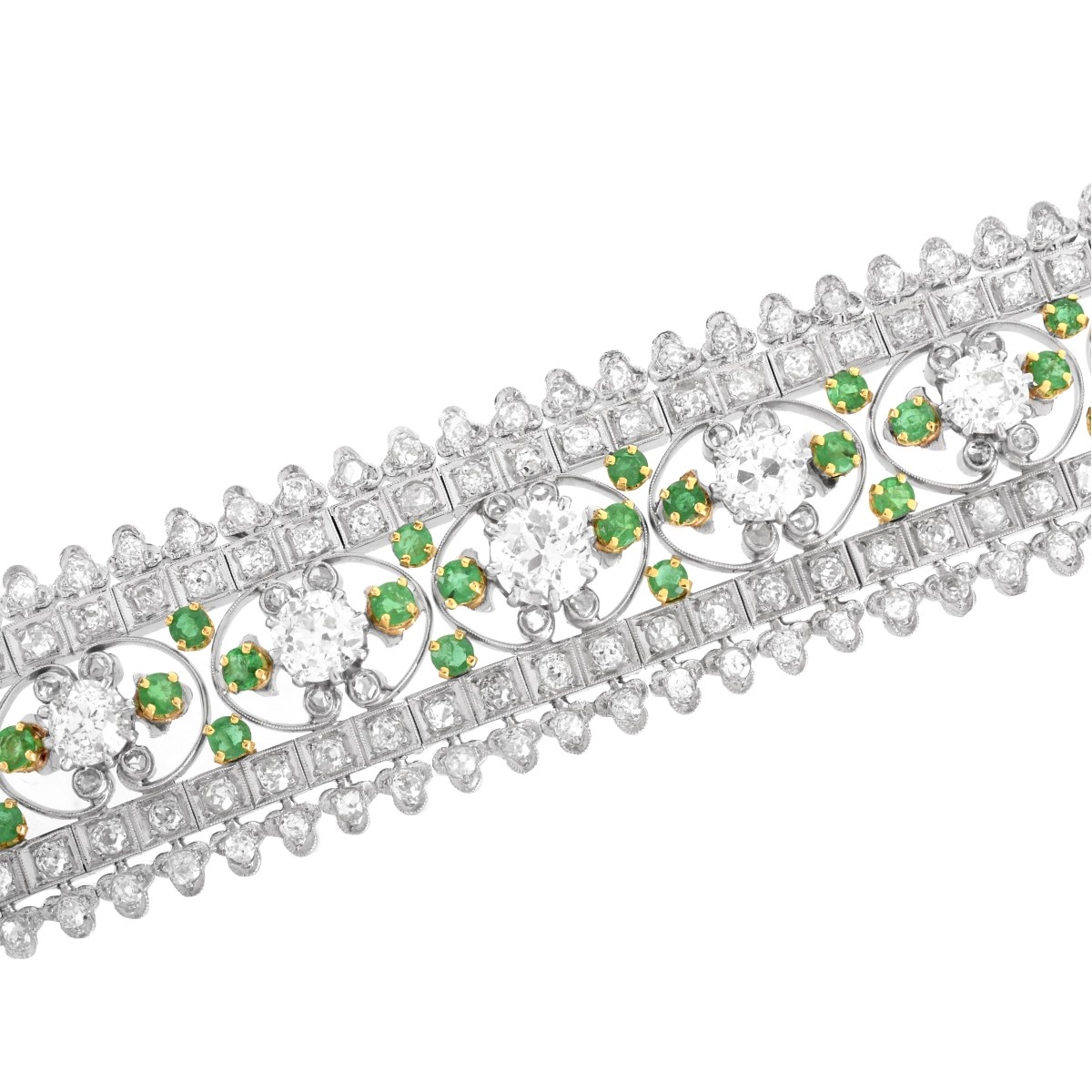 Art Deco Diamond and Emerald Bracelet