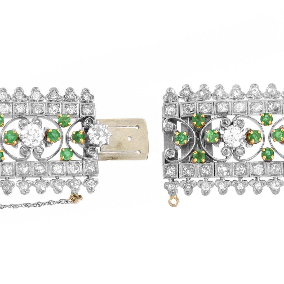 Art Deco Diamond and Emerald Bracelet