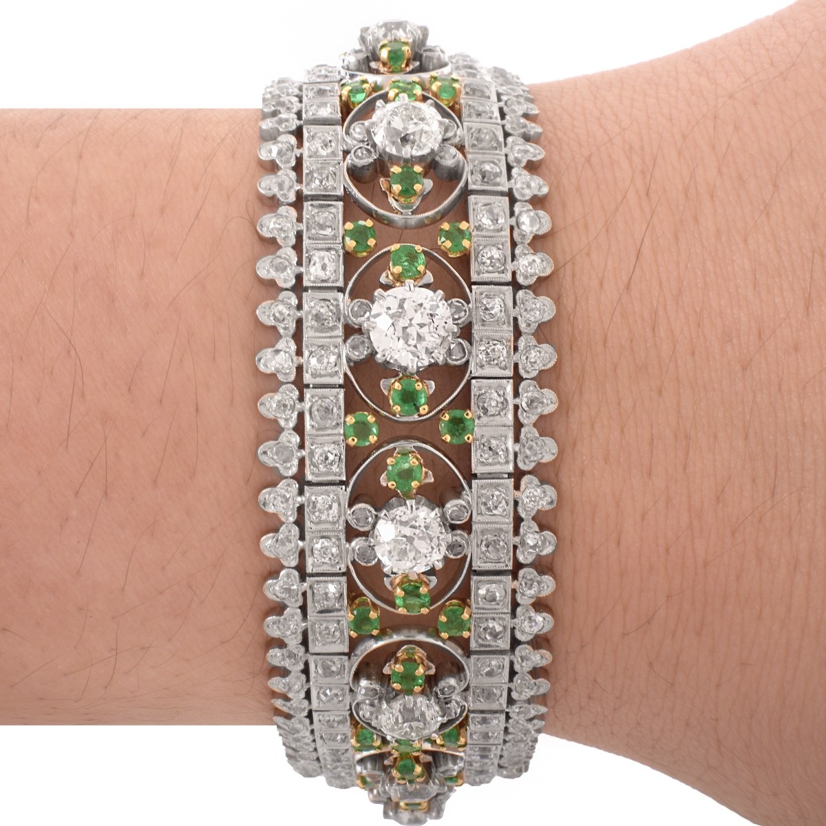 Art Deco Diamond and Emerald Bracelet