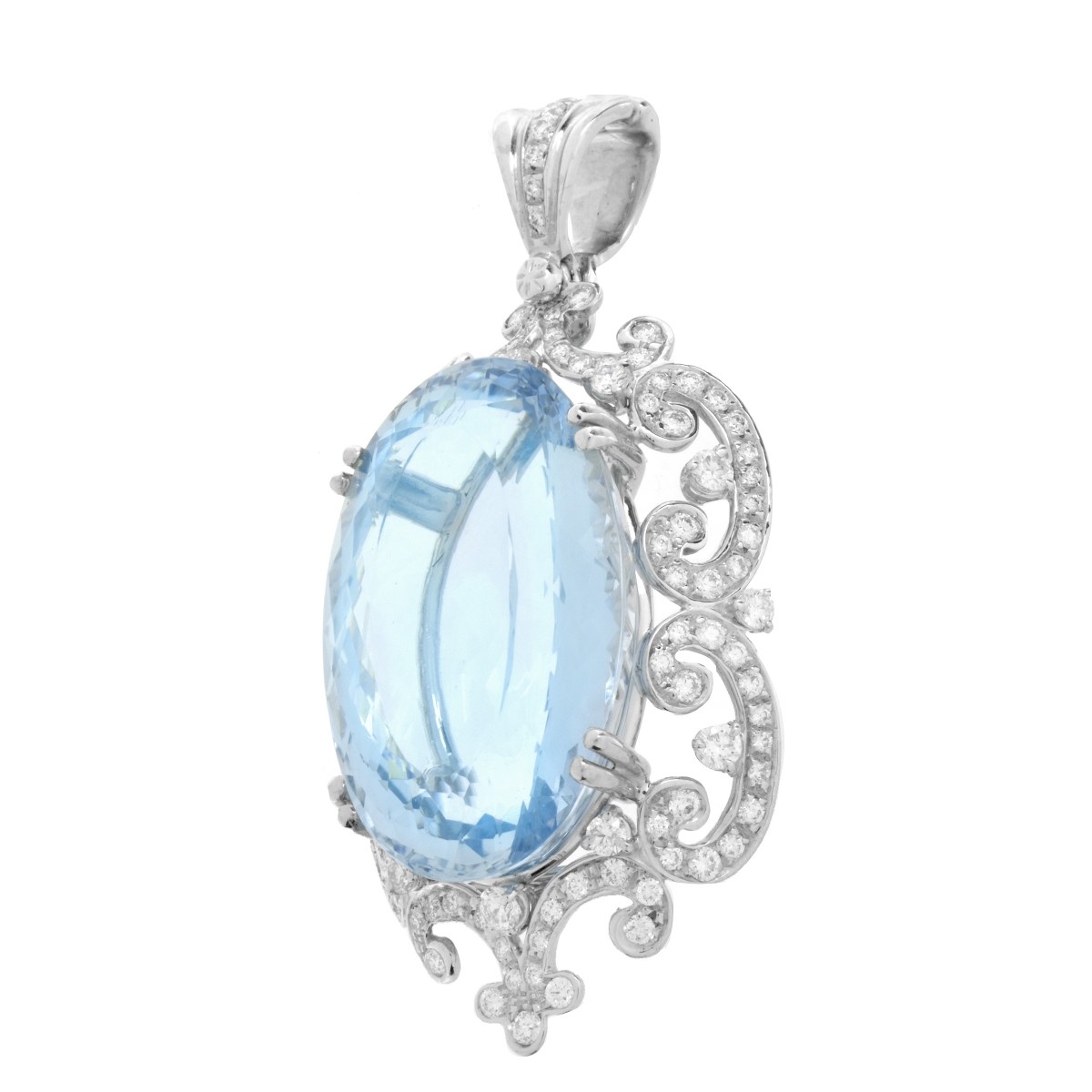 GIA Aquamarine, Diamond and 18K Pendant