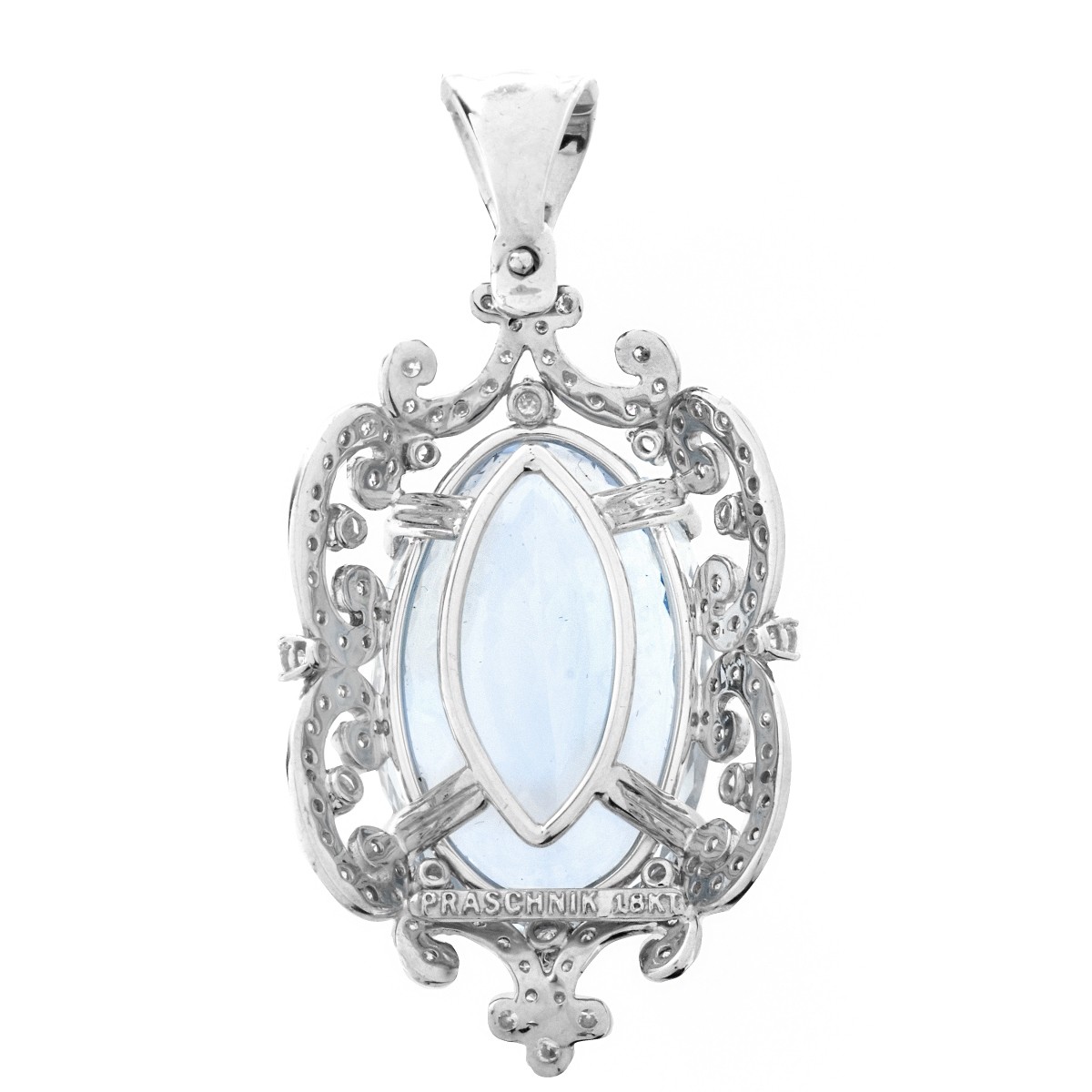 GIA Aquamarine, Diamond and 18K Pendant