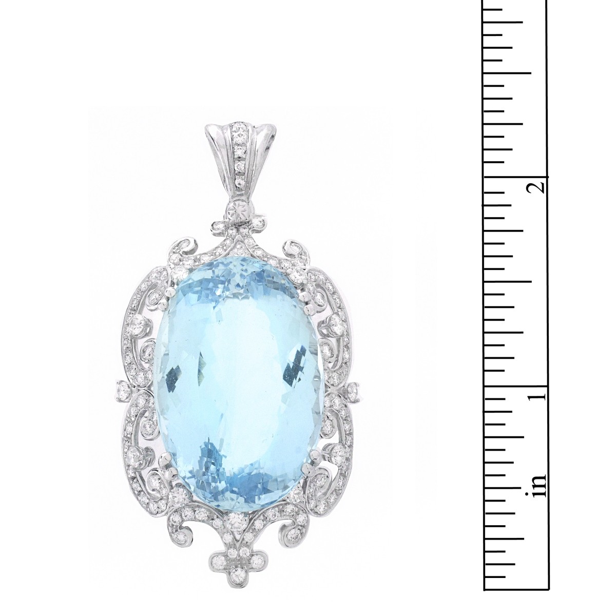 GIA Aquamarine, Diamond and 18K Pendant