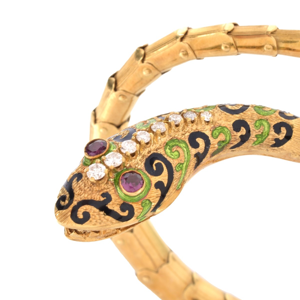 Gemstone and 18K Snake Bangle