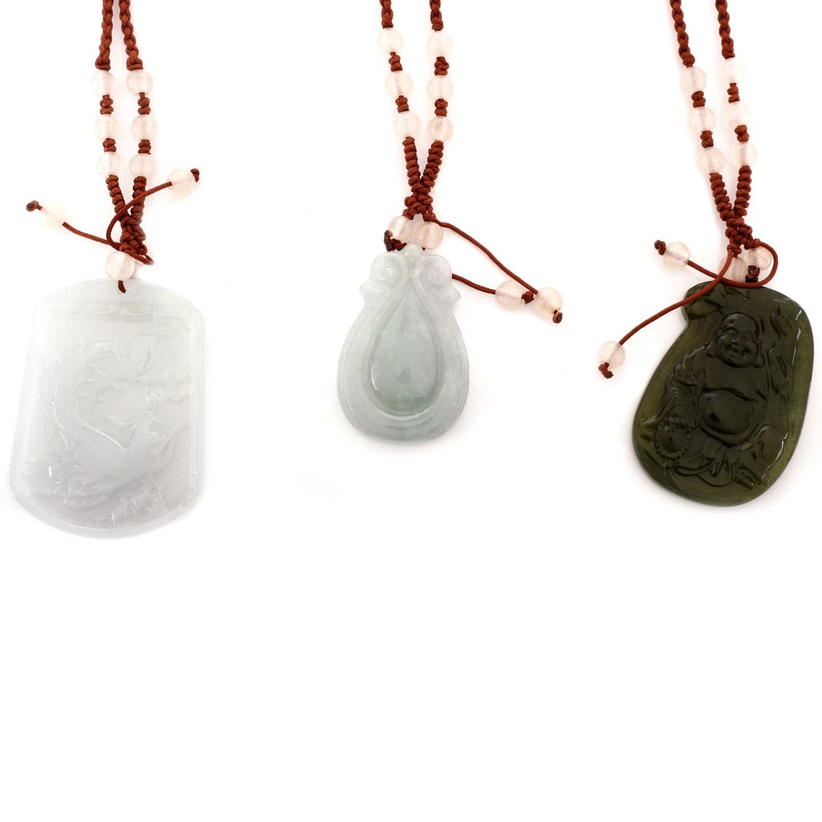 Three Hardstone Pendant Necklaces