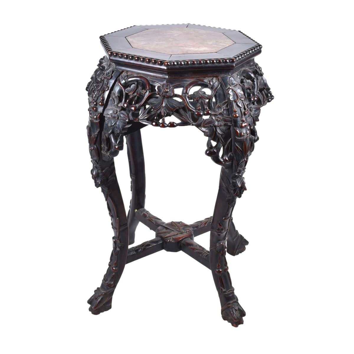 19th Century Chinese Craved Hardwood Pedestal