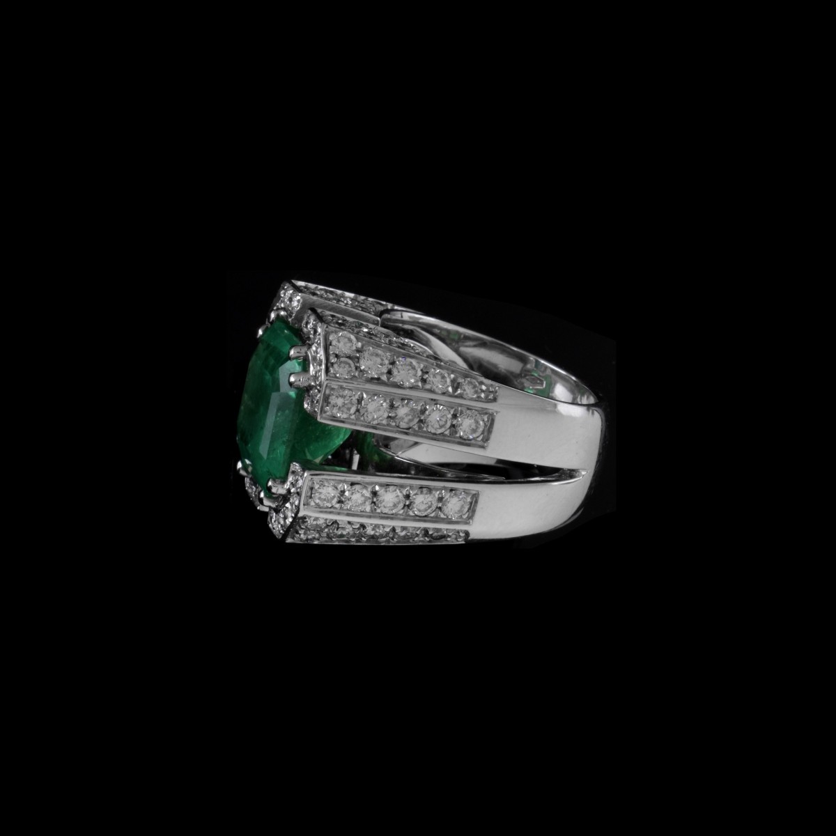 Emerald, Diamond and 18K Ring